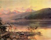 查尔斯 马里安 拉塞尔 : Deer at Lake McDonald